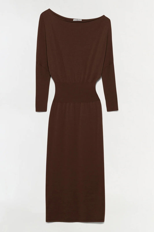 Janese Off Shoulder Midi Dress, Chocolate