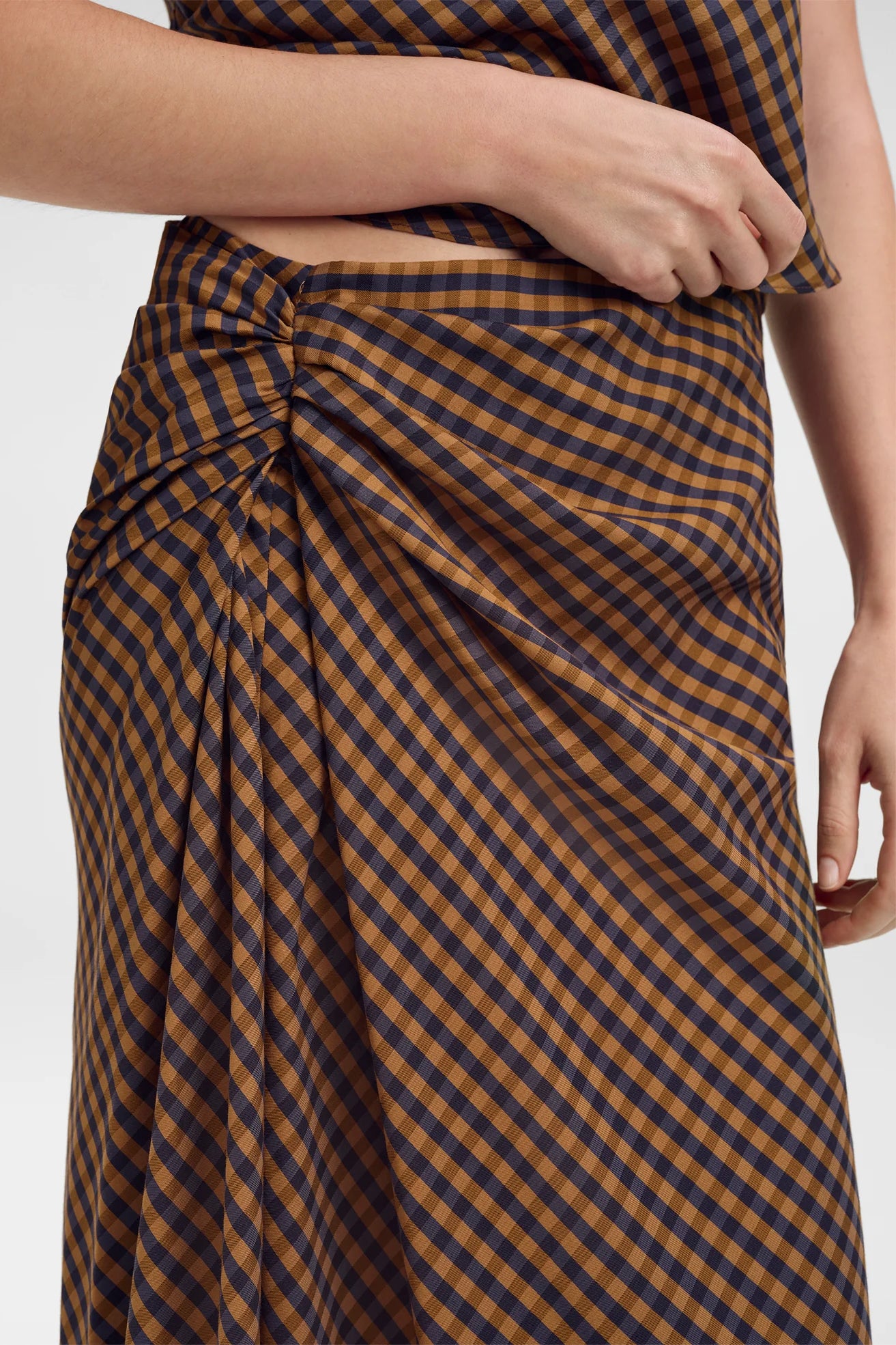 Jean Skirt, Pecan/Navy