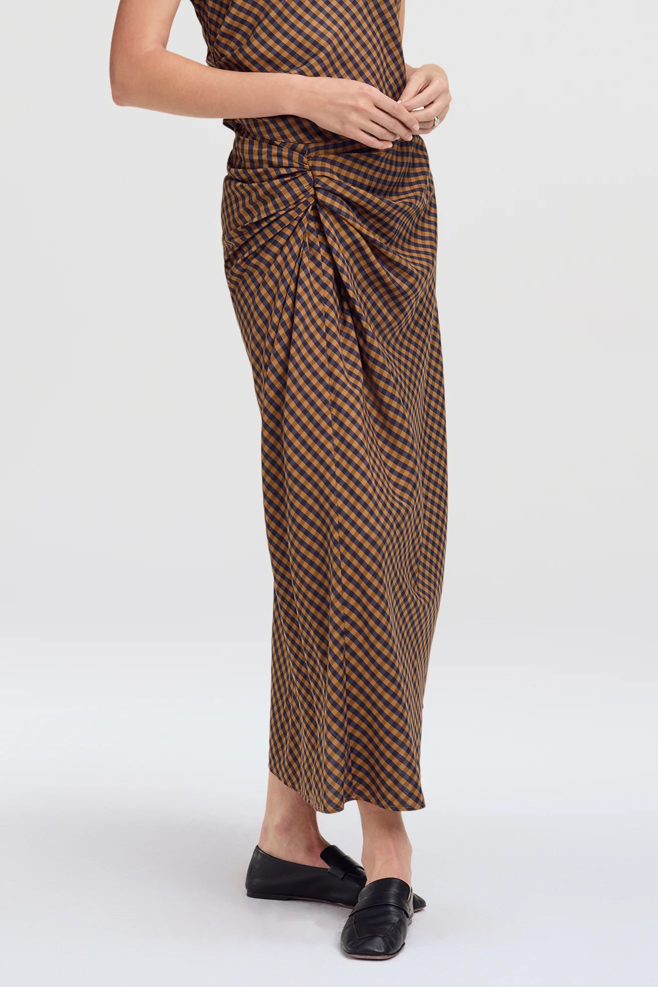 Jean Skirt, Pecan/Navy