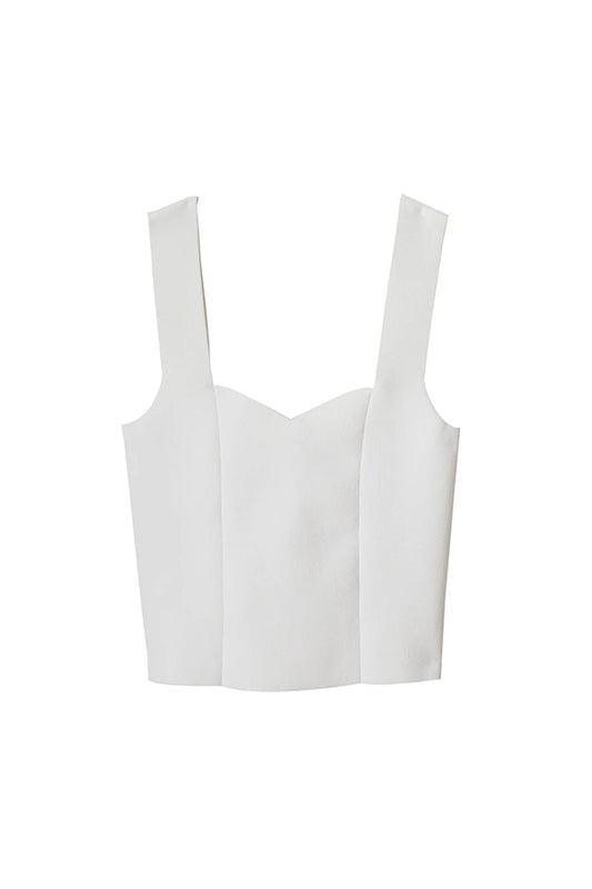 Jordana Compact Knit Top, White