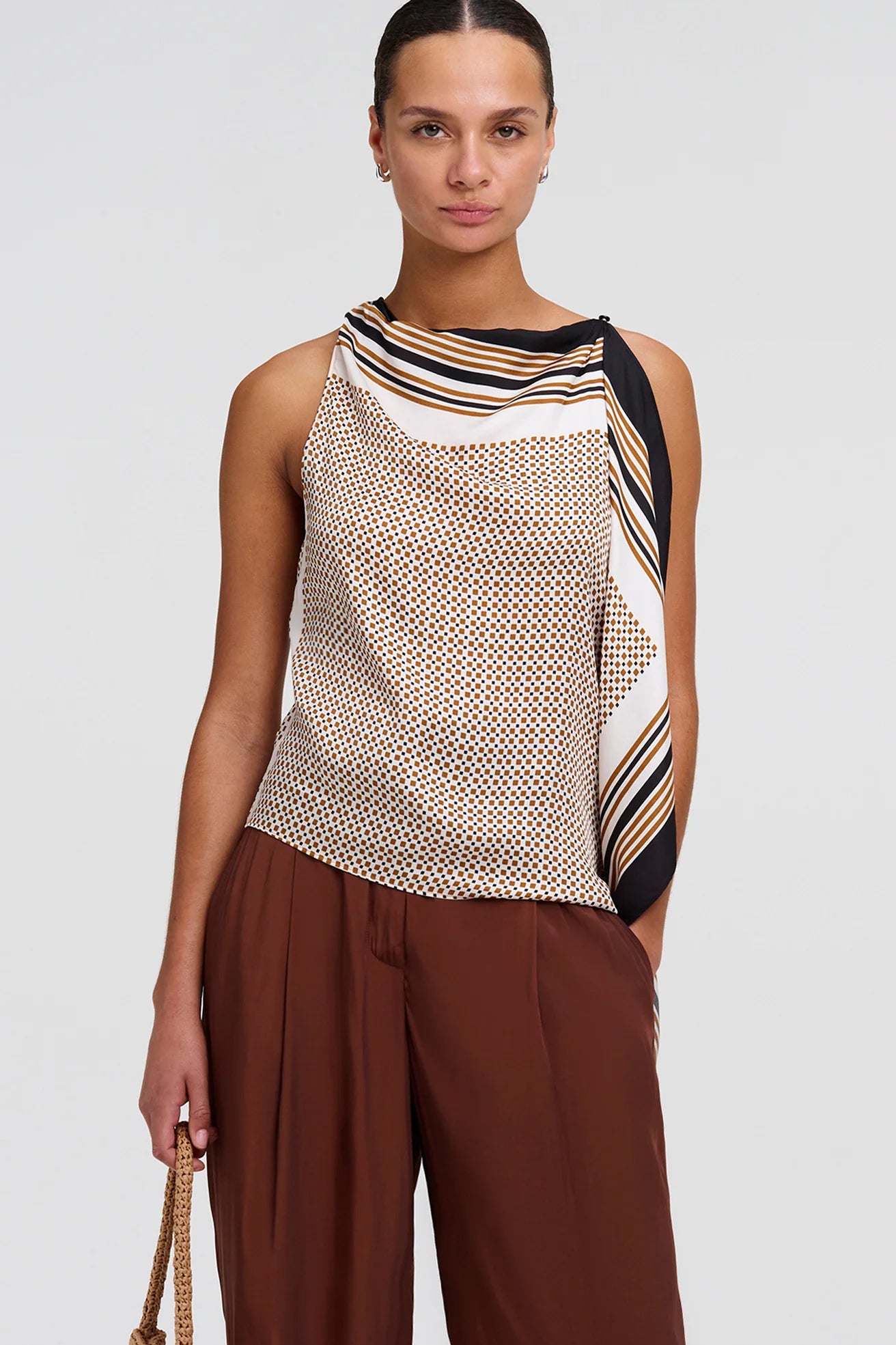 Kit Scarf Print Asymmetric Top