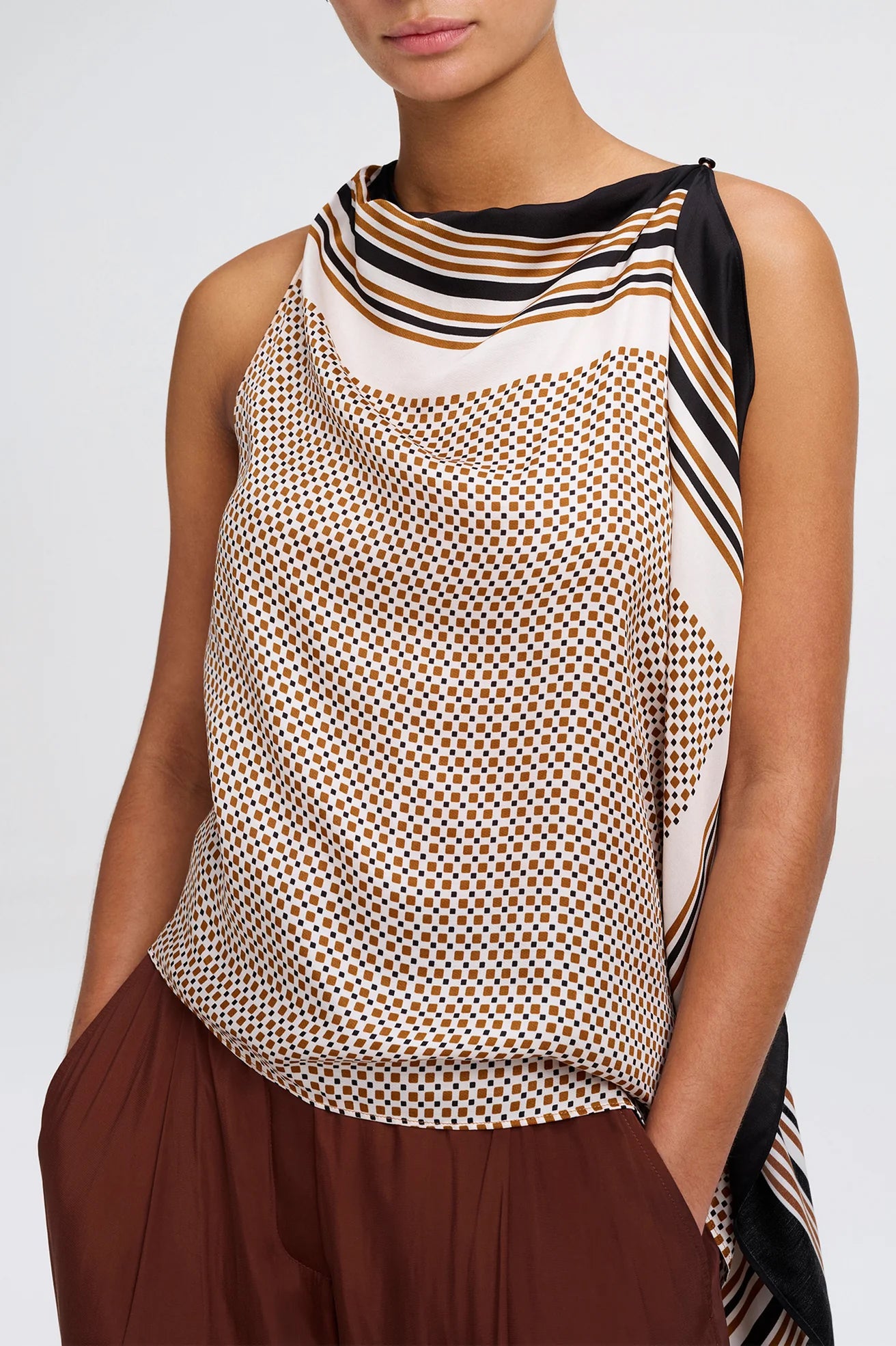 Kit Scarf Print Asymmetric Top