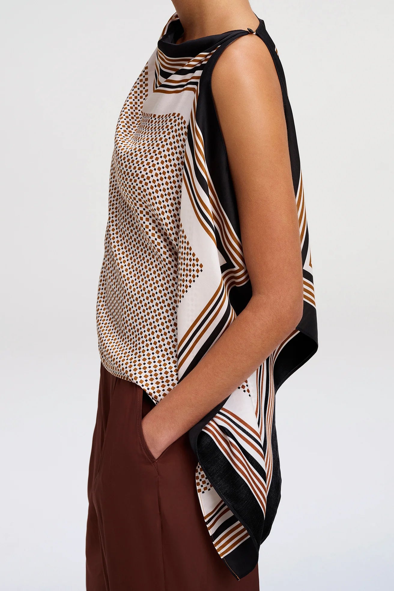 Kit Scarf Print Asymmetric Top