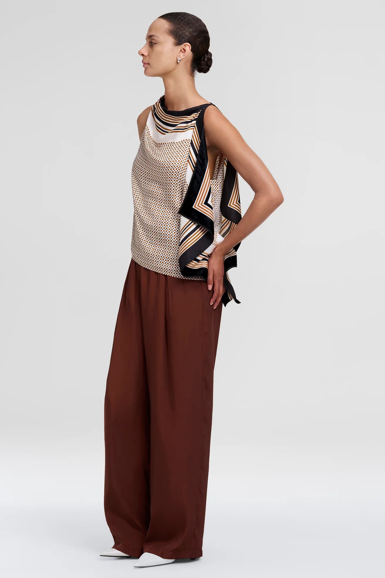 Kit Scarf Print Asymmetric Top