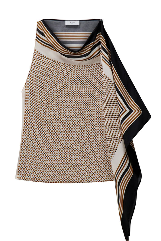 Kit Scarf Print Asymmetric Top