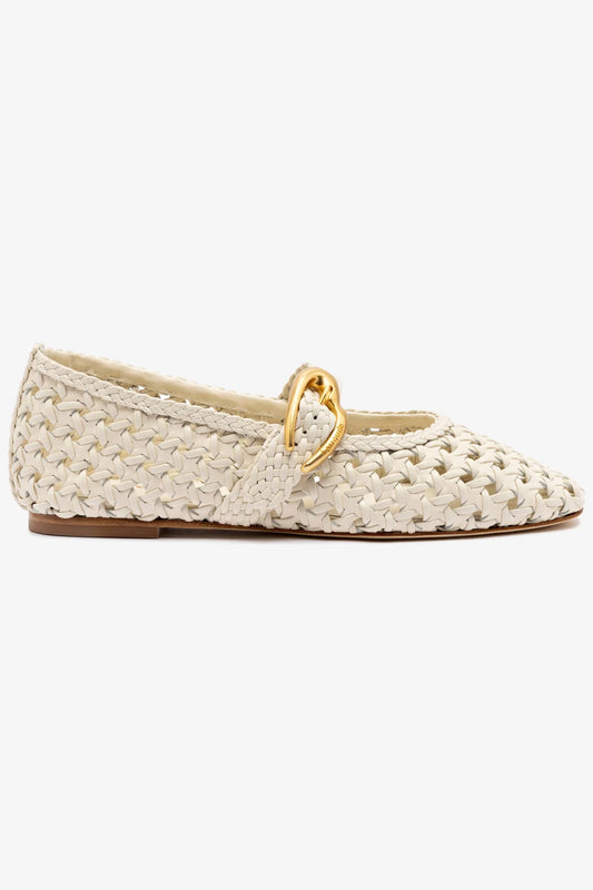 Verona Macrame Ballet Flat, Ivory Leather