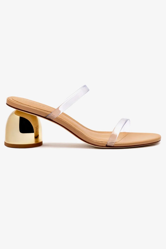 Dew Drop Mule, Tan Leather and Vinyl