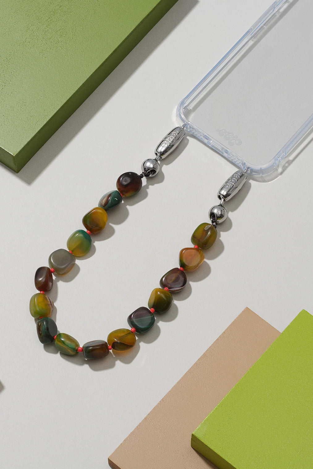 Large Cut Gemstone Wristlet, Olive Agate