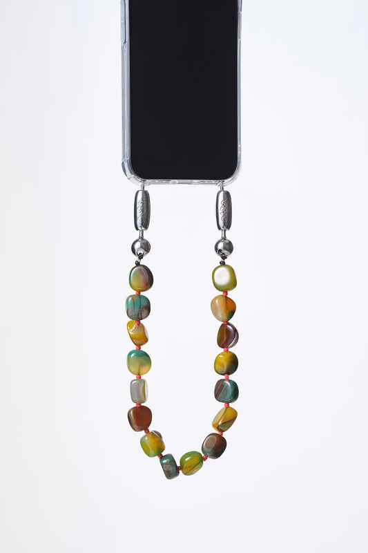 Large Cut Gemstone Wristlet, Olive Agate