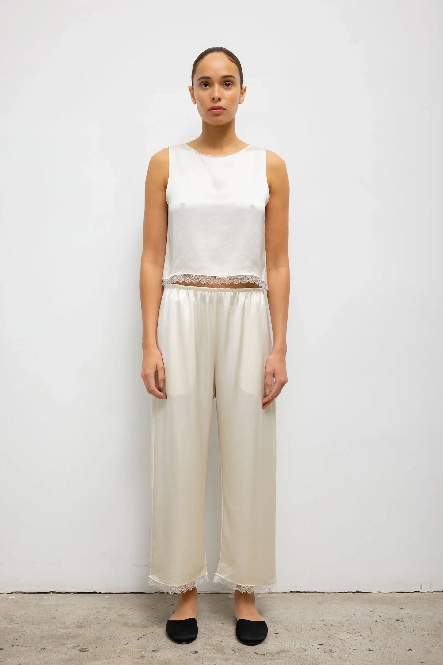 Barb Lace Crop Pant, Creme