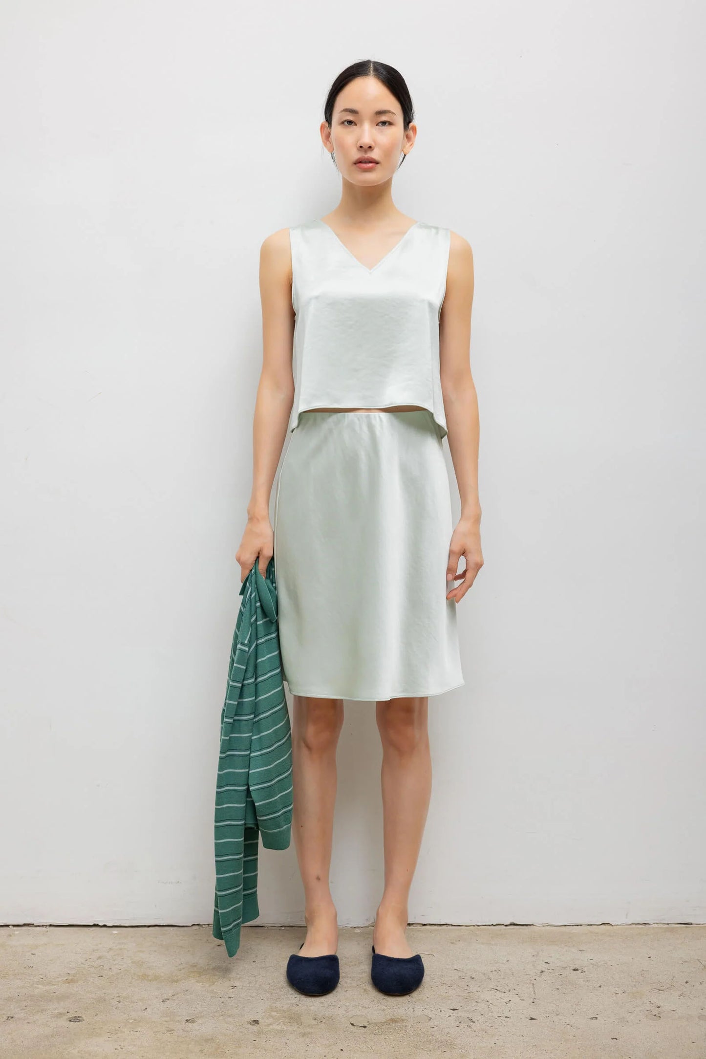 Barb Slip Skirt, Watercress