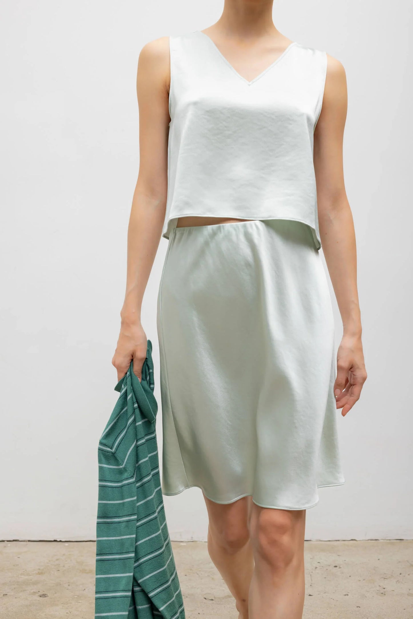 Barb Slip Skirt, Watercress