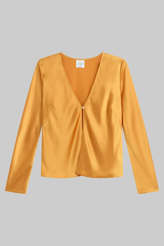 Barb Button Long Sleeve Top, Mandarine