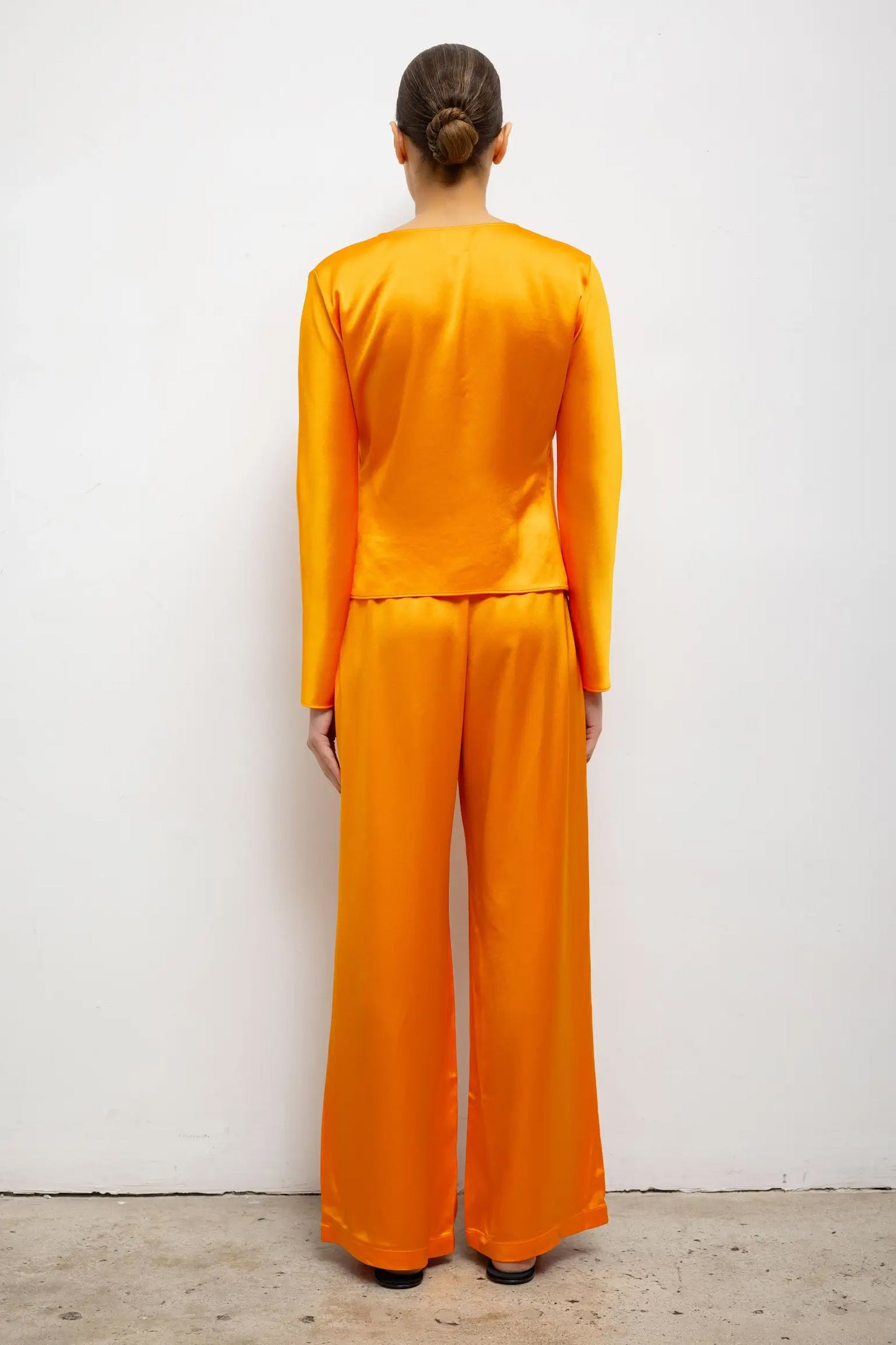 Barb Button Long Sleeve Top, Mandarine