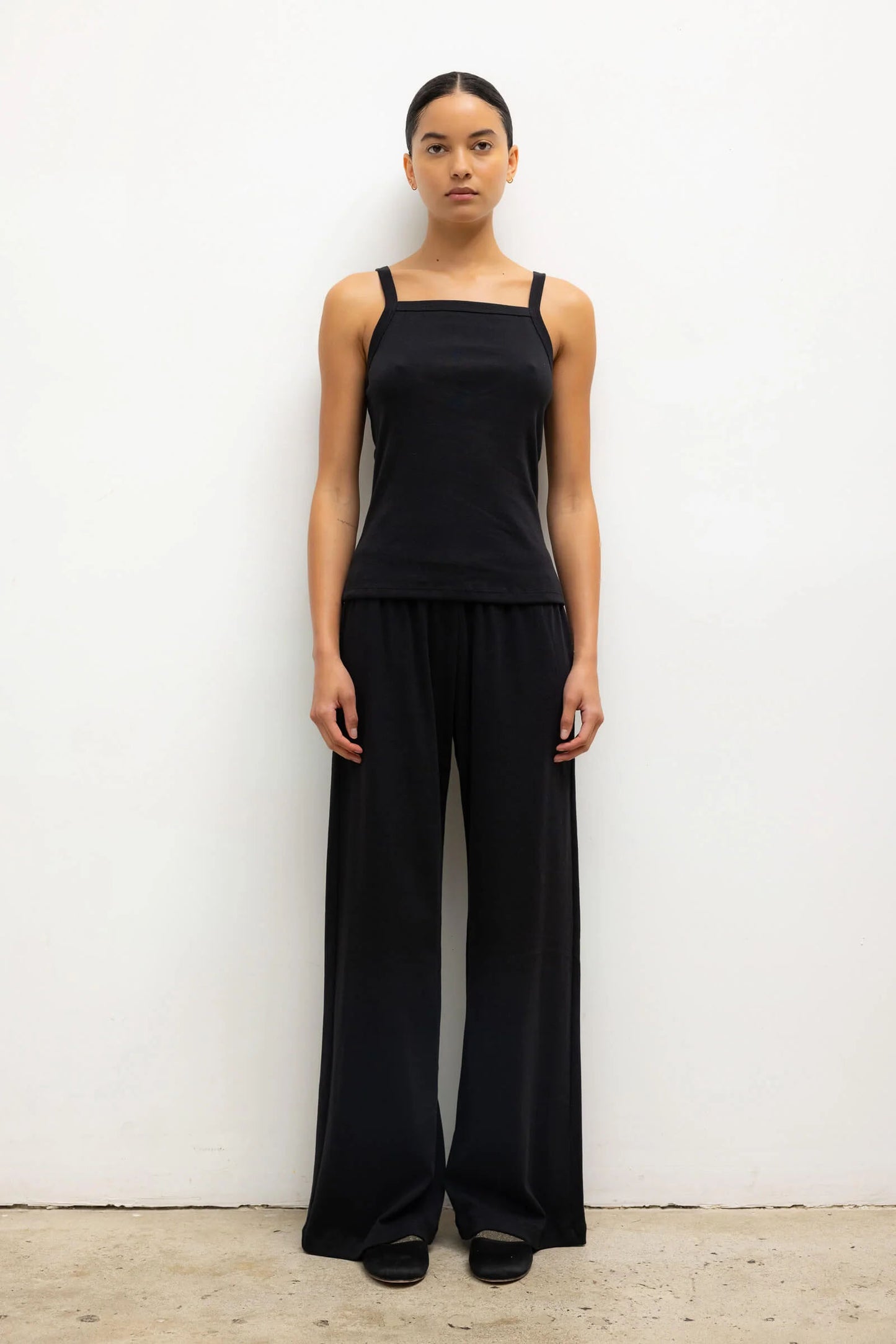 Nando Square Neck Tank, Black