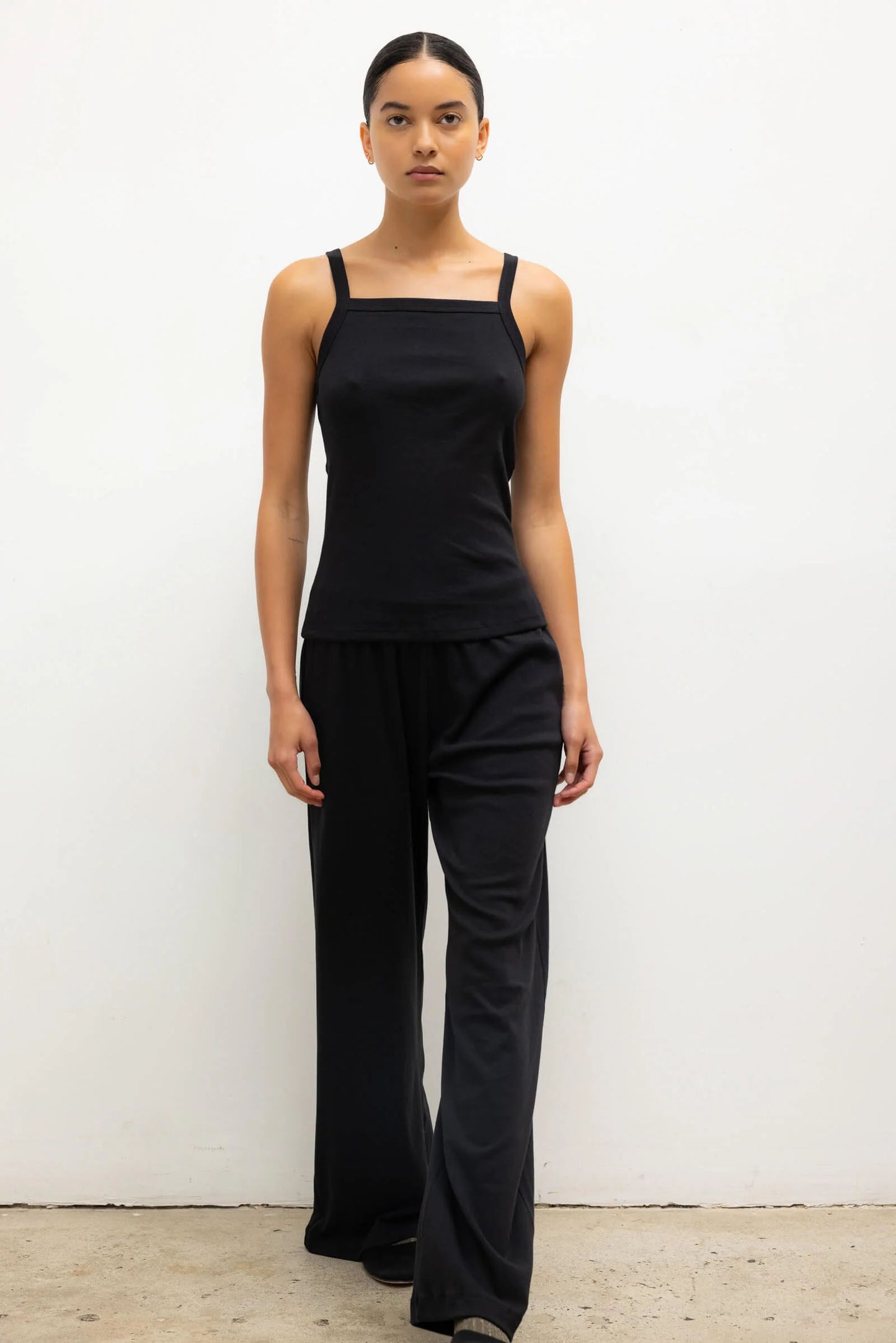 Nando Square Neck Tank, Black