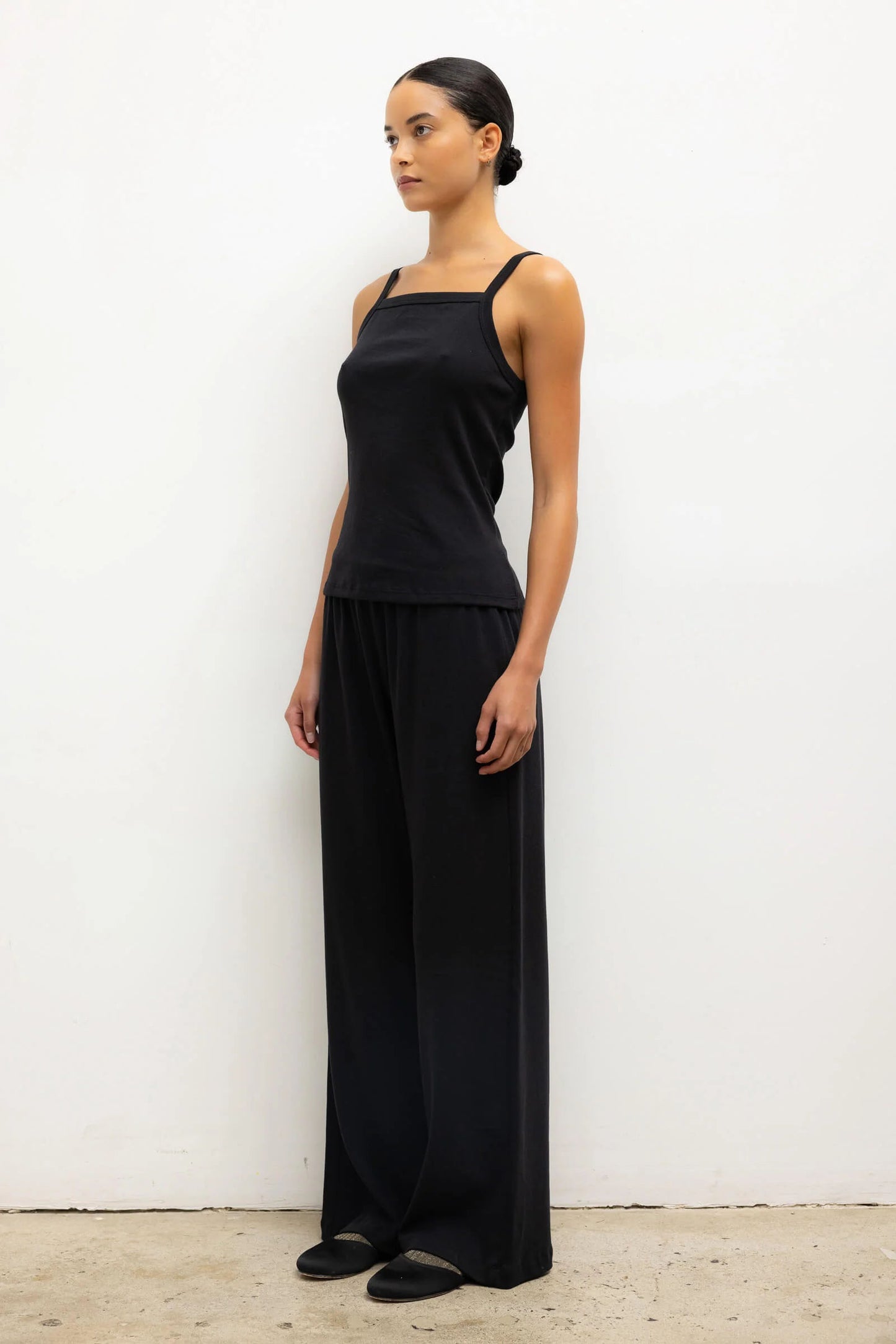 Nando Square Neck Tank, Black