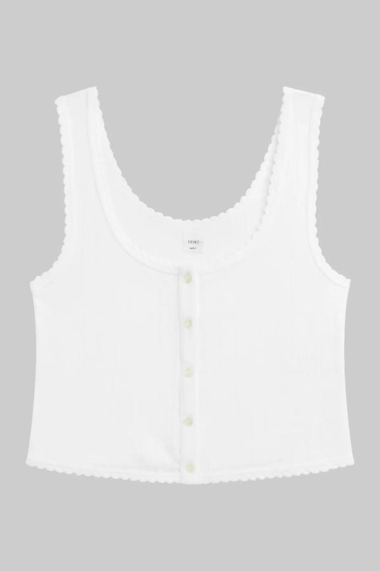 Pointelle Button Down Tank