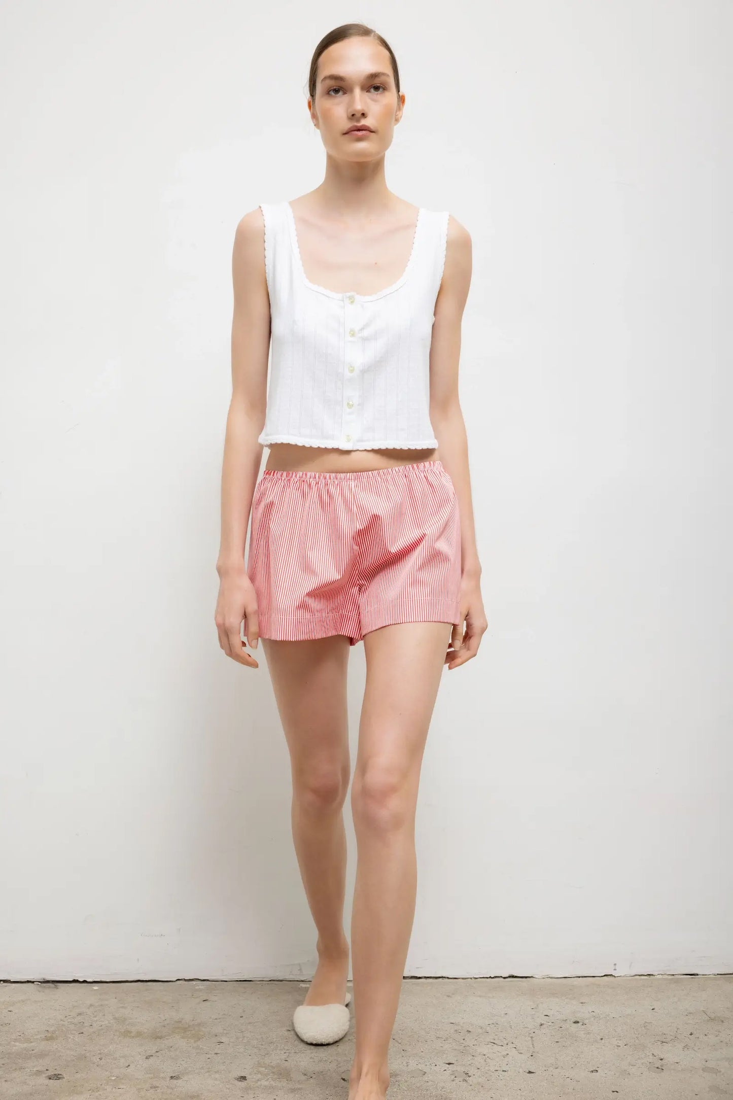 Pointelle Button Down Tank