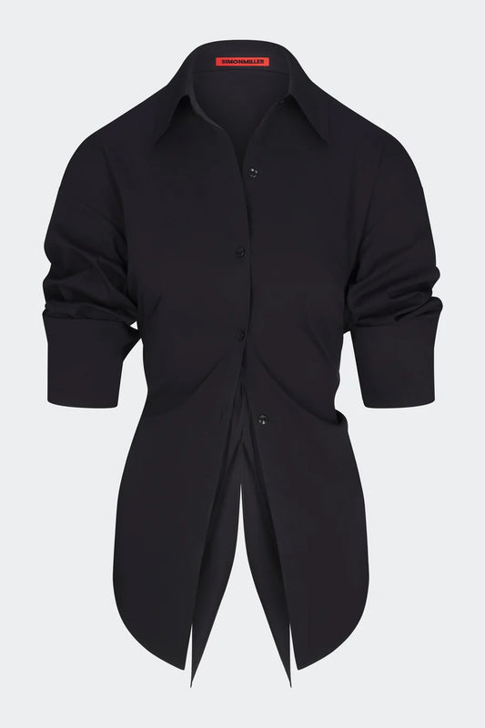 Loch Poplin Button Up, Black