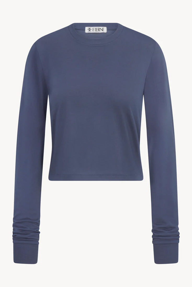 Long Sleeve Boxy Tee, Washed Navy