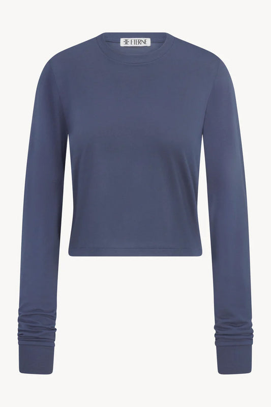 Long Sleeve Boxy Tee, Washed Navy