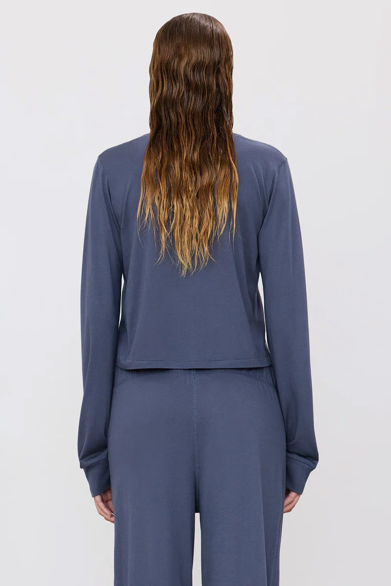 Long Sleeve Boxy Tee, Washed Navy
