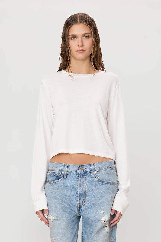 Long Sleeve Boxy Tee, Ivory