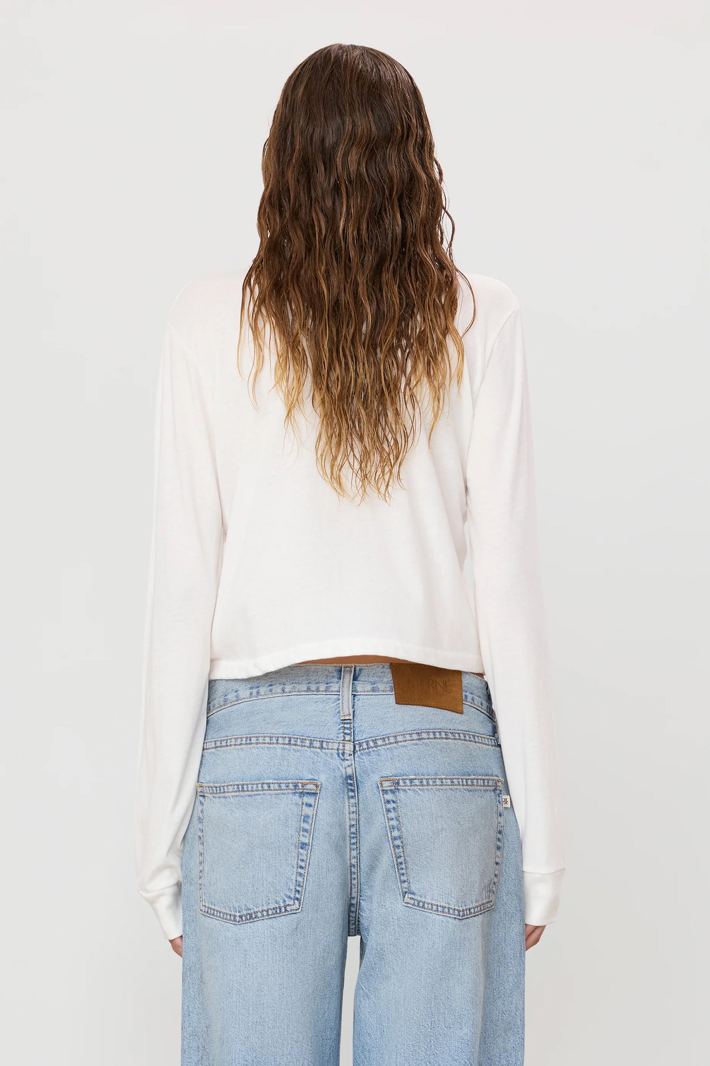 Long Sleeve Boxy Tee, Ivory