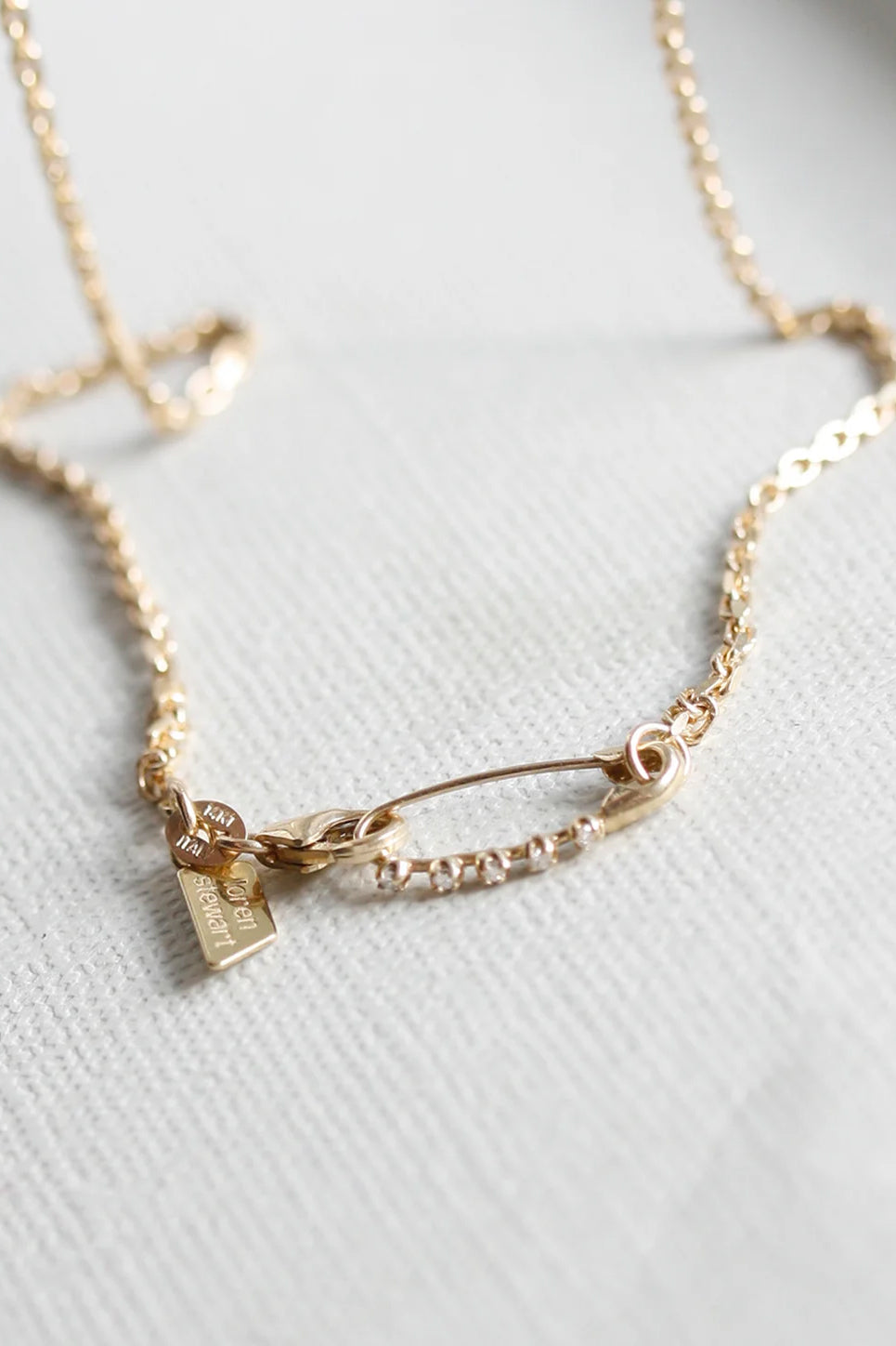 Mini Diamond Prong Safety Pin Earring