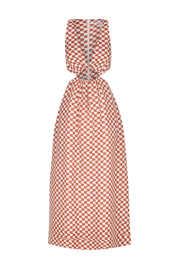 Marmo Linen V-Neck Midi Dress