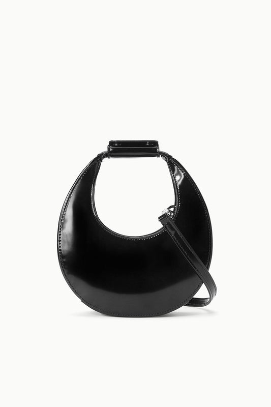 Mini Moon Bag, Black Patent