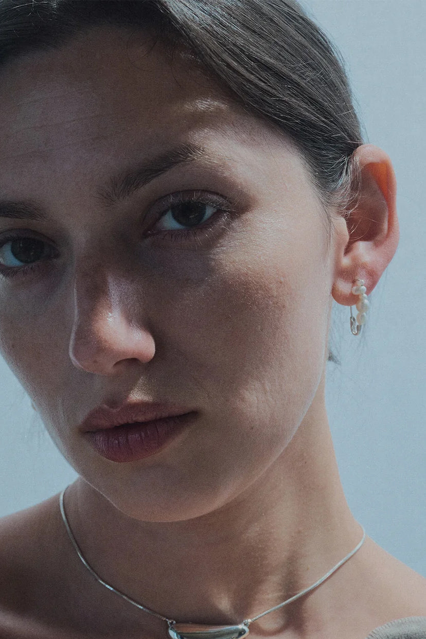 Mixed Pearl Safety Pin Earring