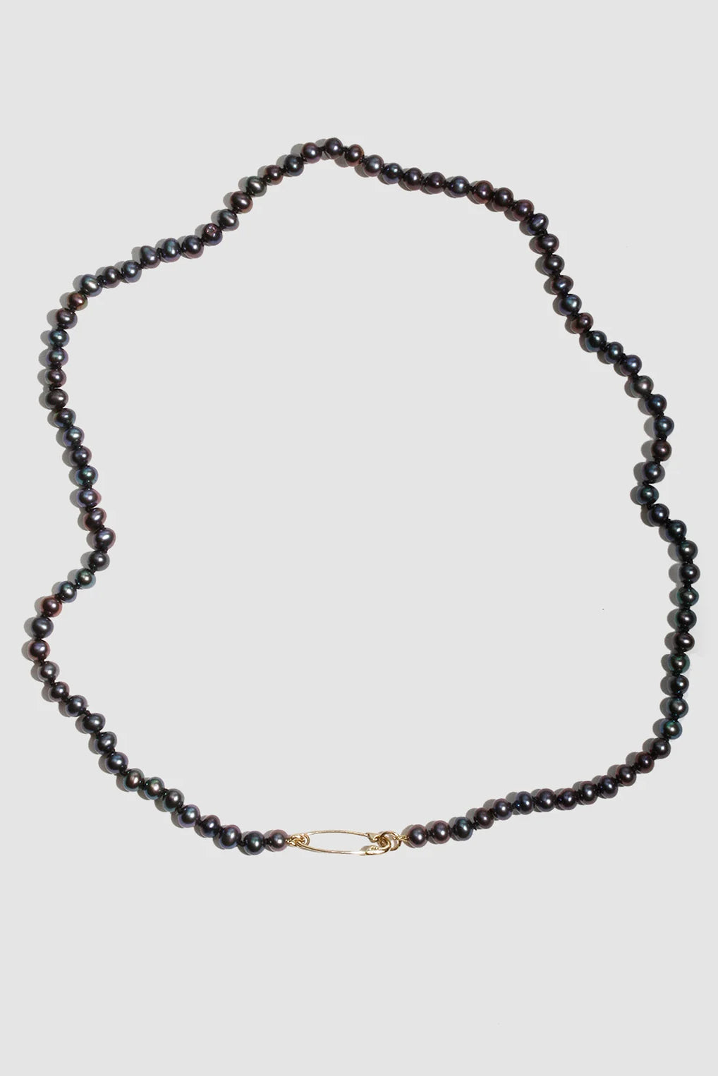 Black Pearl Safety Pin Necklace
