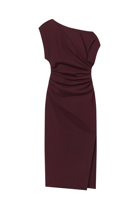 Nara Stretch Cotton Off Shoulder Midi Dress