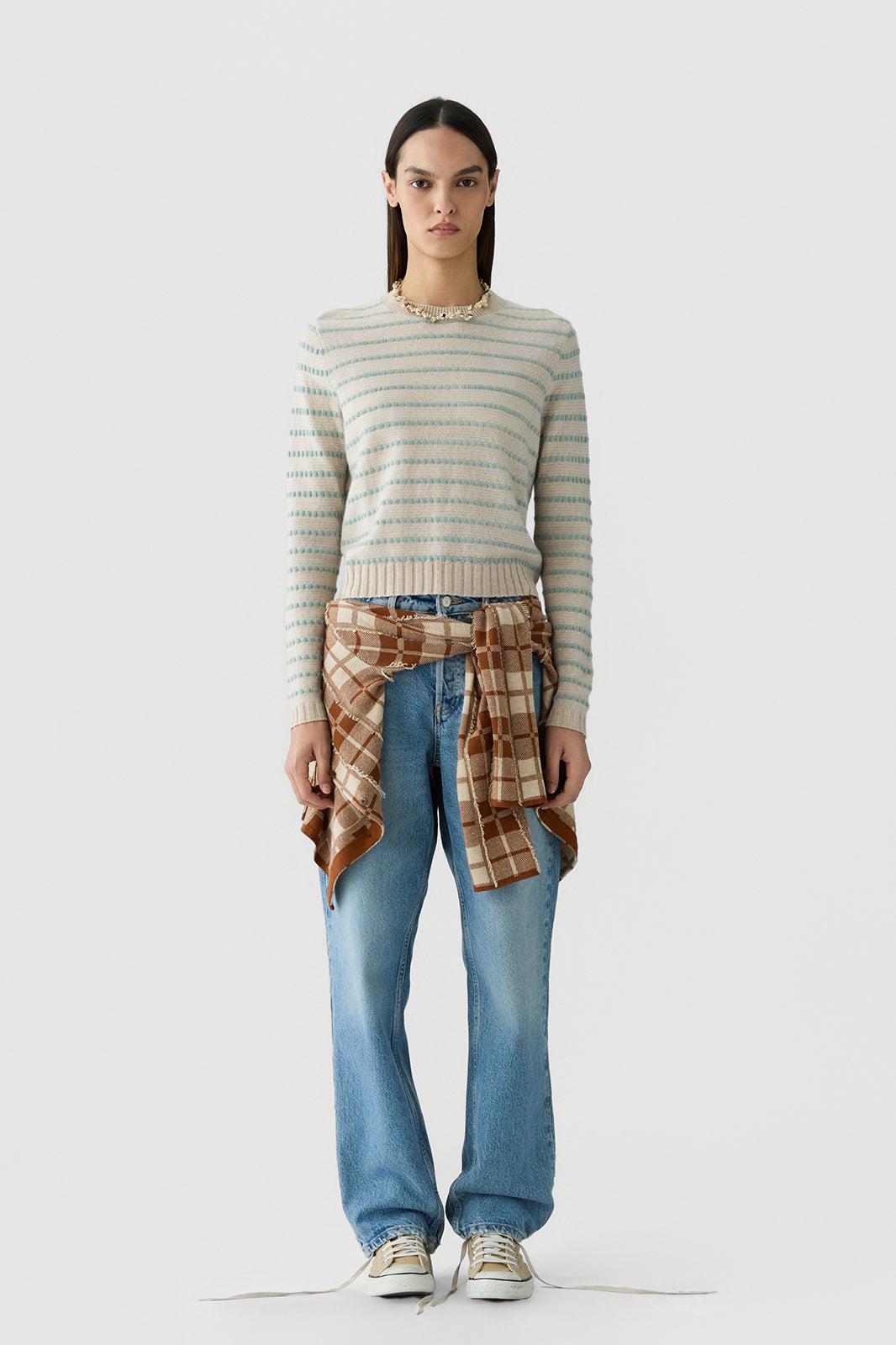 Pebble Stripe Shrunken Crew