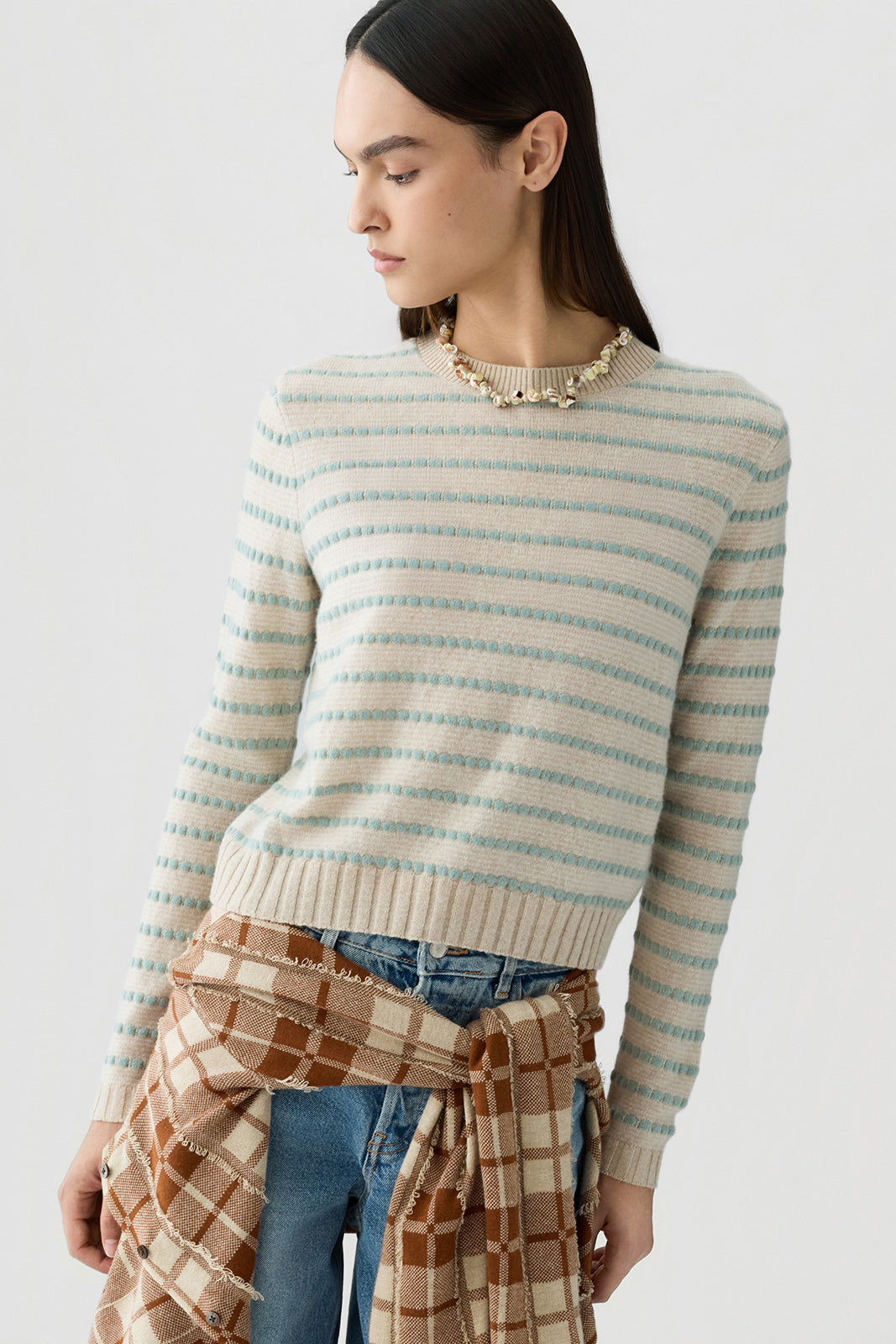 Pebble Stripe Shrunken Crew