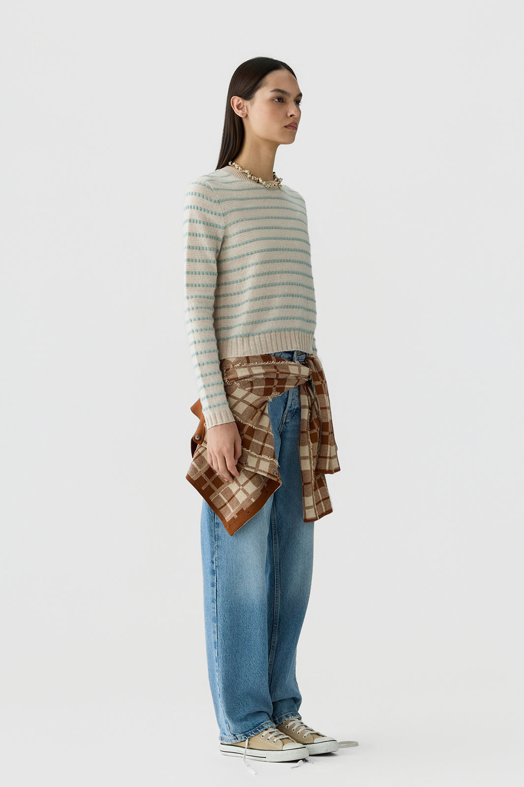 Pebble Stripe Shrunken Crew