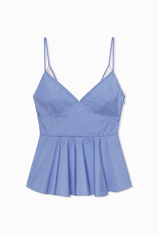 Peplum Camisole in Striped Poplin