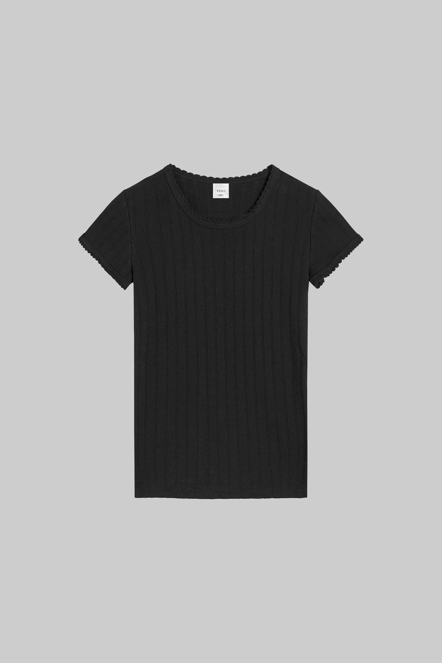Pointelle Slim Fit Tee, Black