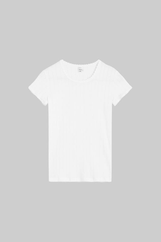 Pointelle Slim Fit Tee, White