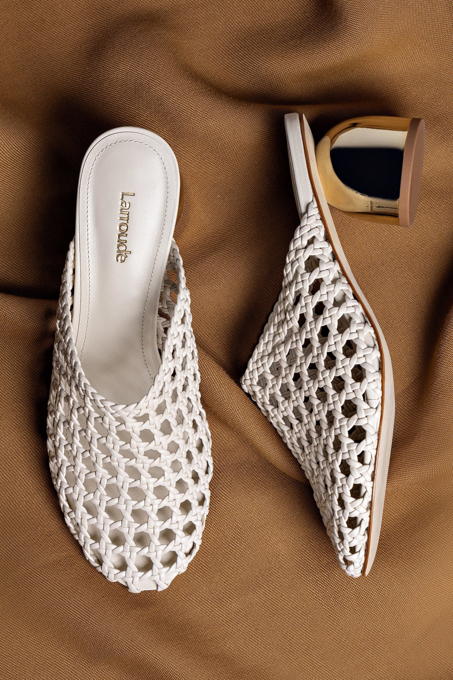 Dew Drop Macrame Mule, Ivory Leather