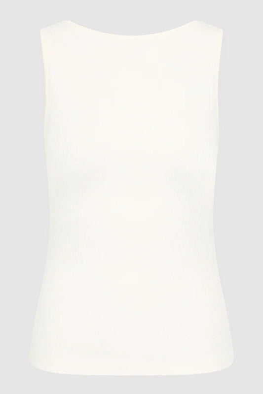 Rib Bateau Cut Out Top, White