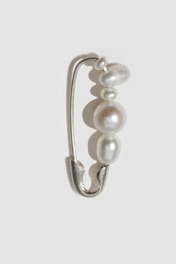 Mixed Pearl Safety Pin Earring
