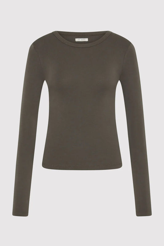 Organic Cotton Long Sleeve Top, Khaki