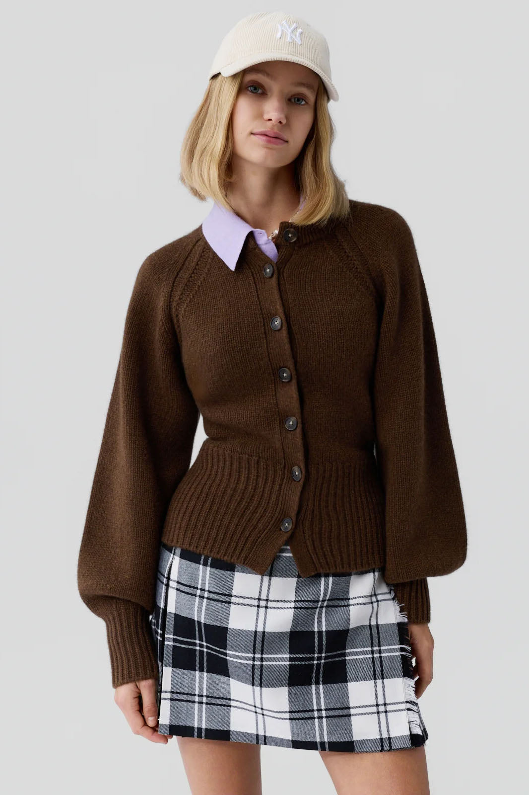 Sculpted Cardigan, Chestnut