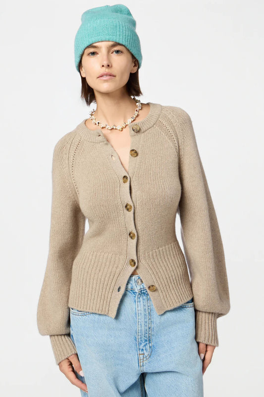 Sculpted Cardigan, Taupe