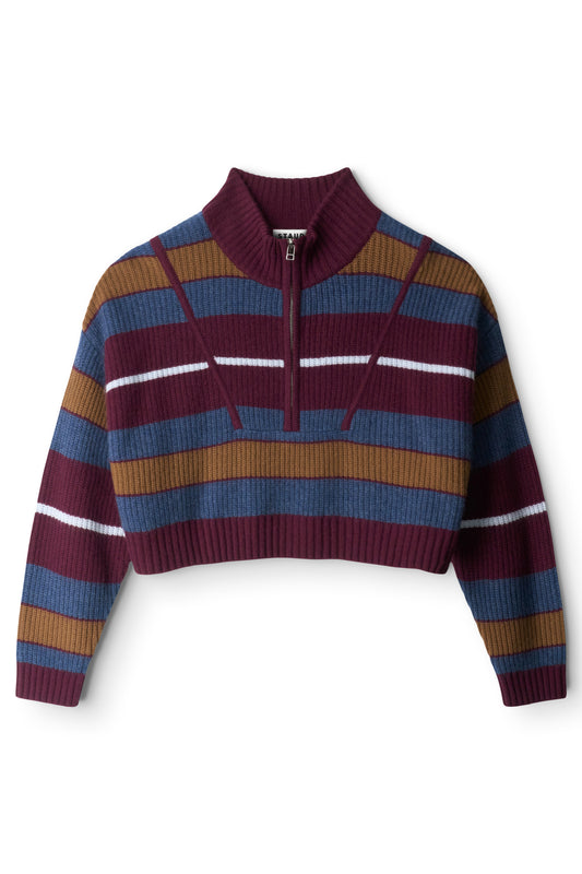 Cropped Hampton Cashmere Sweater, Monaco Stripe
