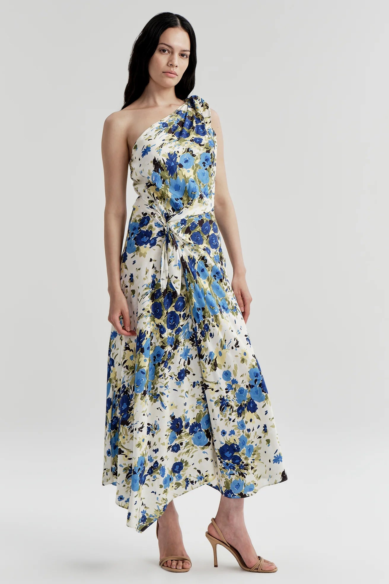 Elliana Floral One Shoulder Midi Dress