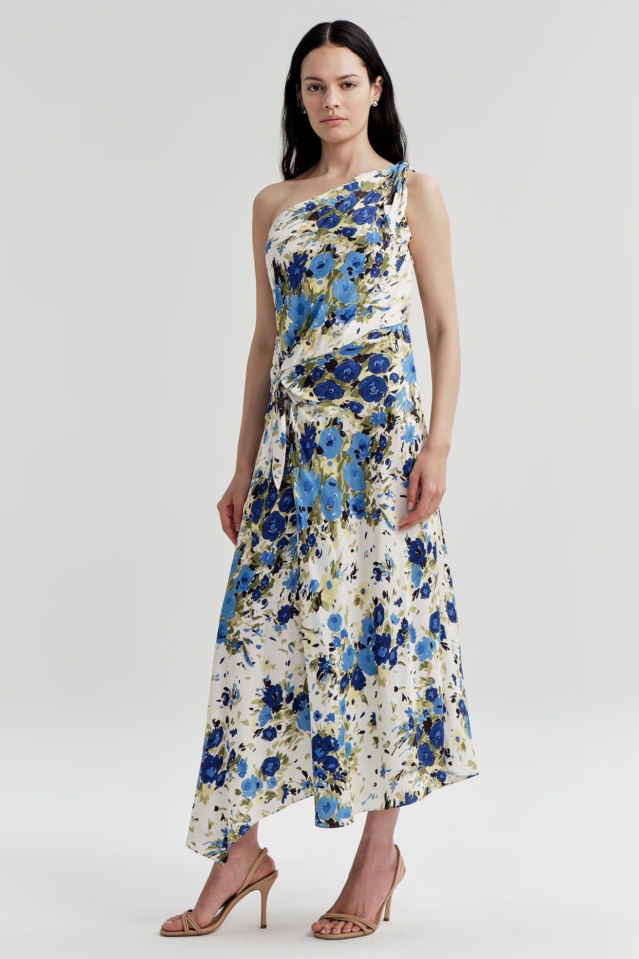 Elliana Floral One Shoulder Midi Dress
